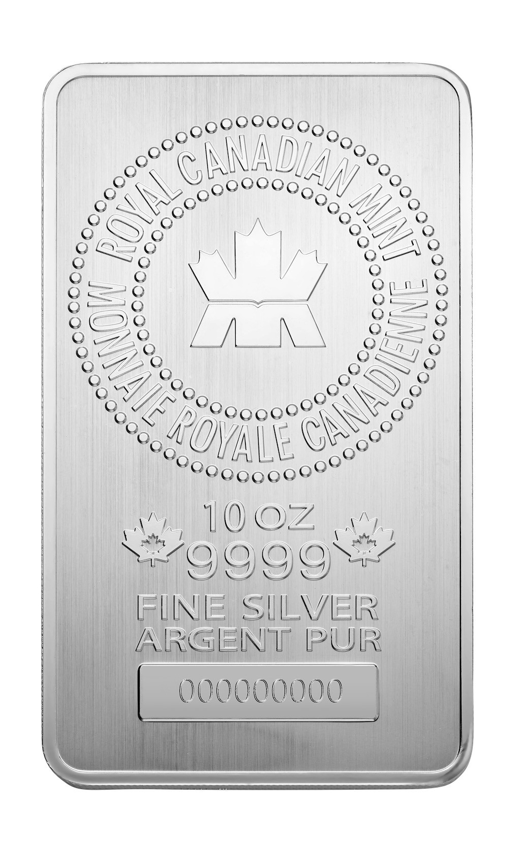 10 Ounce Royal Canadian Mint .9999 Fine Silver Bar