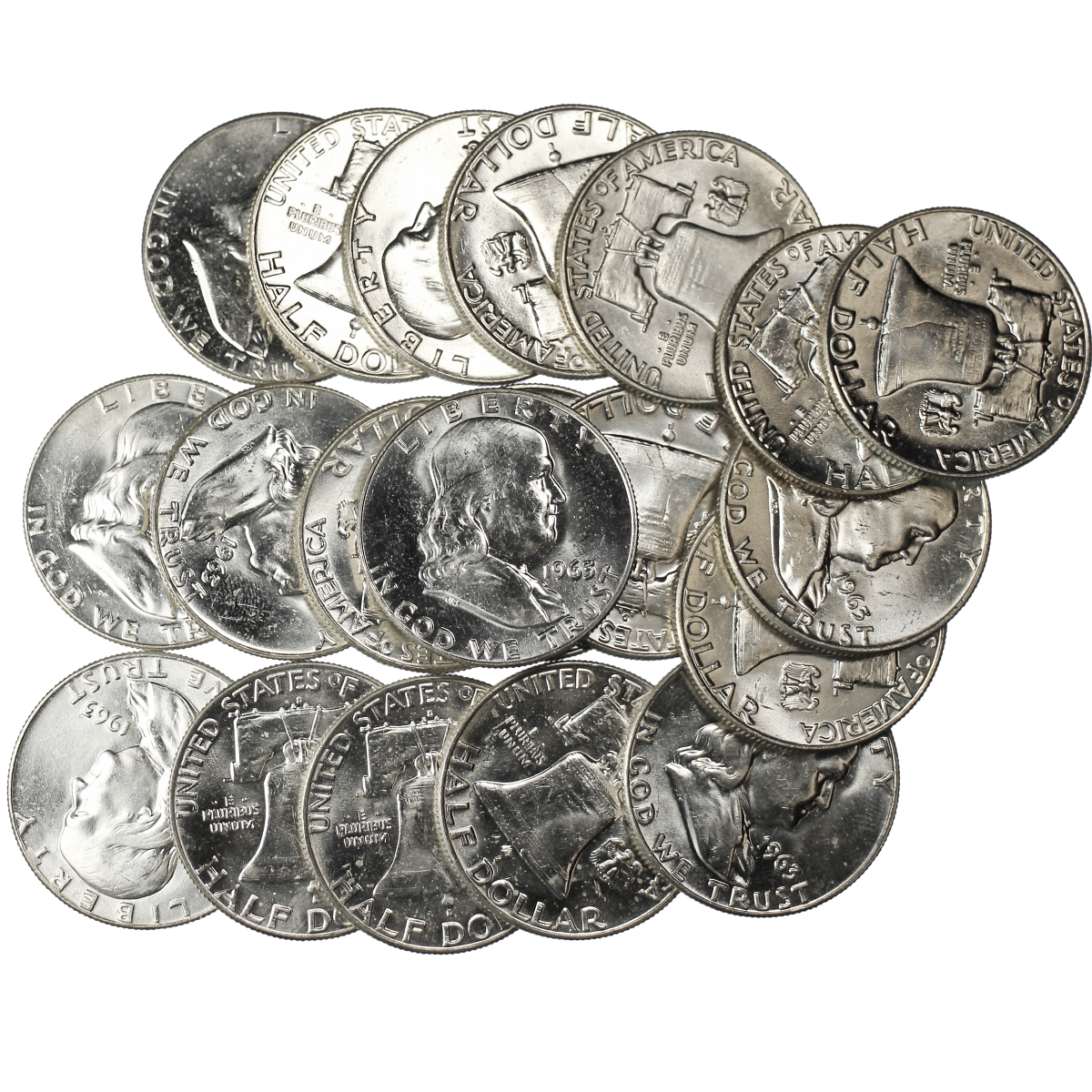 90% US Silver BU Franklin Half Dollars (In Increments of $1 Face Value)