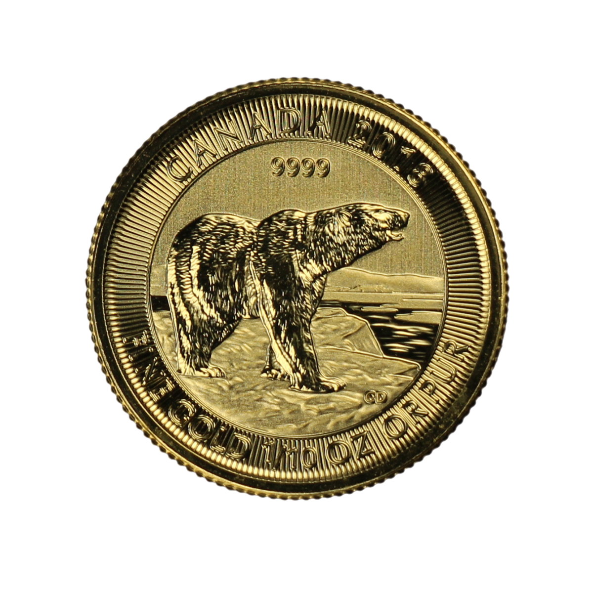 2018 1/10 Ounce Gold Canadian Polar Bear 