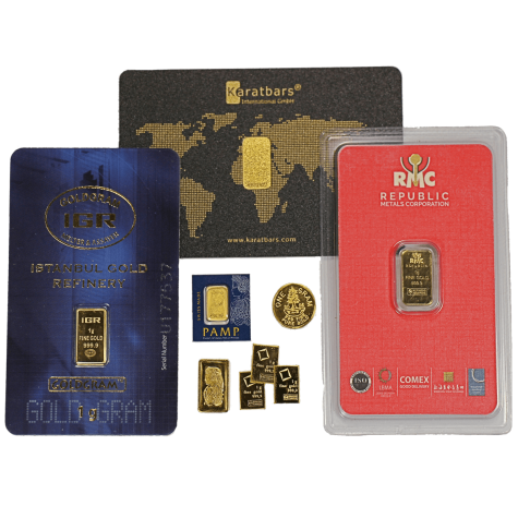 1 Gram Gold Bar (Varied Condition and Mint)