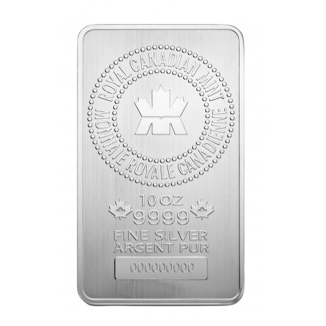 10 Ounce Royal Canadian Mint .9999 Fine Silver Bar