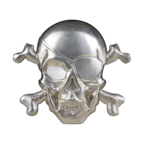 5 Ounce Silver Coin Treasure Island Skull Barbados $5 2022