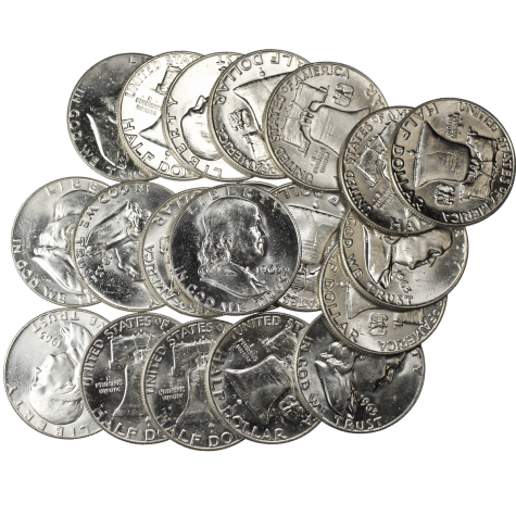 90% US Silver BU Franklin Half Dollars (In Increments of $1 Face Value)