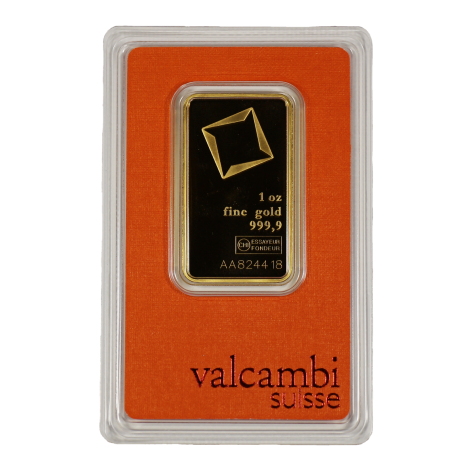 1 Ounce Gold Valcambi Bar w/ Assay 