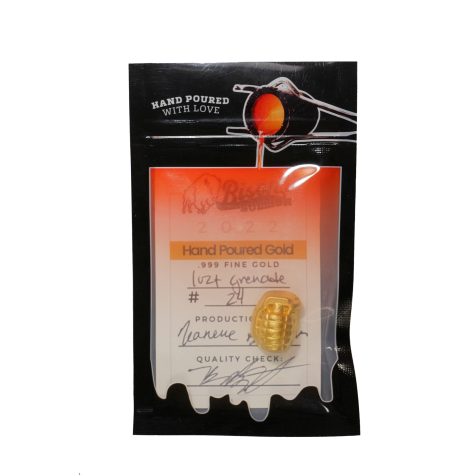 1 Ounce Gold Bison Bullion Hand Poured Grenade