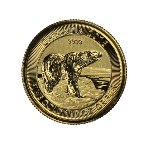 2018 1/10 Ounce Gold Canadian Polar Bear 
