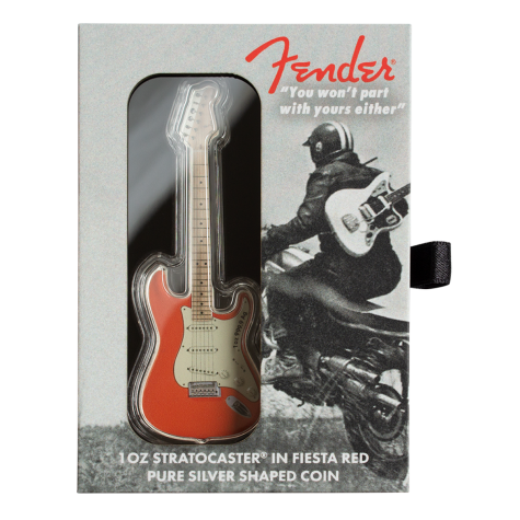 1 Ounce Silver Fender Stratocaster Guitar in Fiesta Red Solomon Islands $2 2022