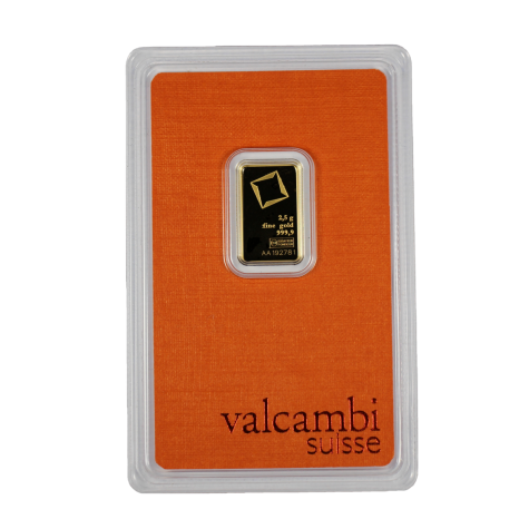 2.5 Gram Valcambi Gold Bar (New with Assay)