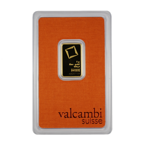 5 Gram Valcambi Gold Bar (New with Assay)