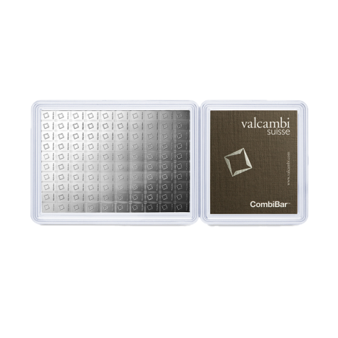 100 Gram Valcambi CombiBar Silver Bar (3.215 ozt)